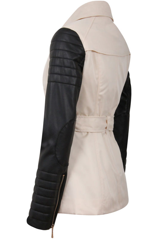 Cream PVC Arms Cross Zipped Trench Coat
