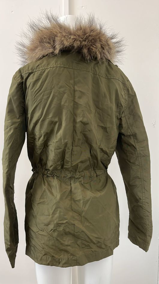 Khaki Jacket with Golden Faux Fur