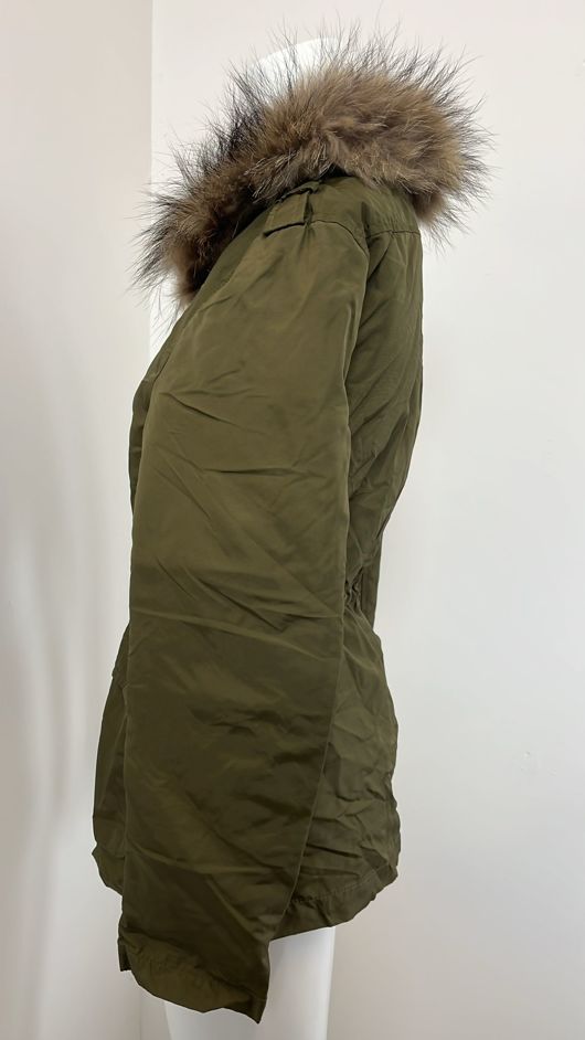 Khaki Jacket with Golden Faux Fur