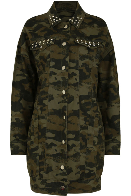 Camouflage Jacket with Studs Pockets 