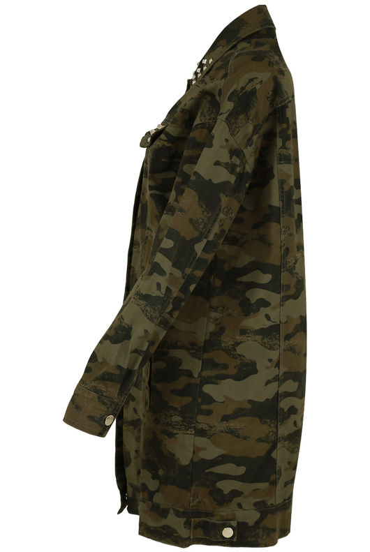 Camouflage Jacket with Studs Pockets 