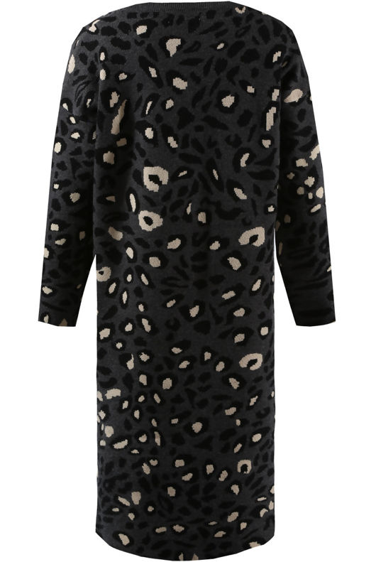 Grey Leopard Pattern Jumper Dress 