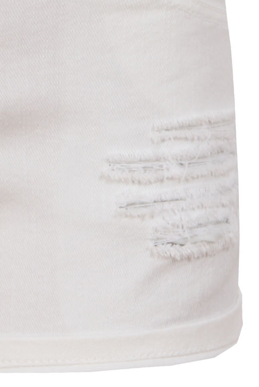 Cream Ripped Fold & Button Up Jeans