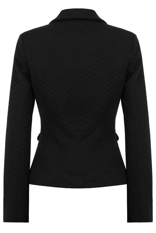 Black Textured Double Pocketed Blazer