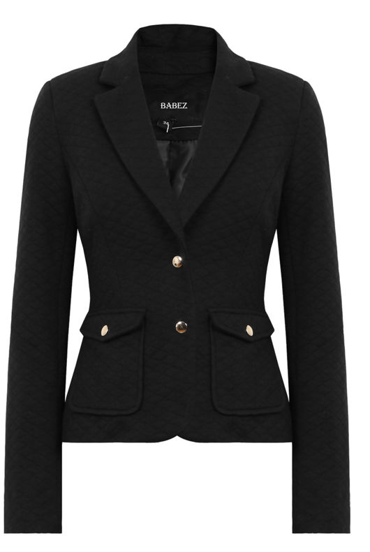 Black Textured Double Pocketed Blazer