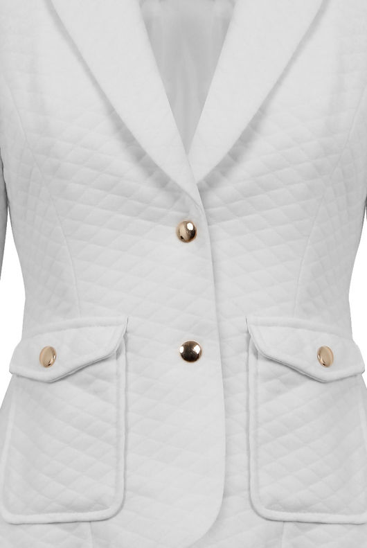 Cream Textured Double Pocketed Blazer
