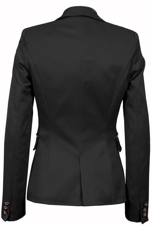 Black Zip Detail Single Button Blazer