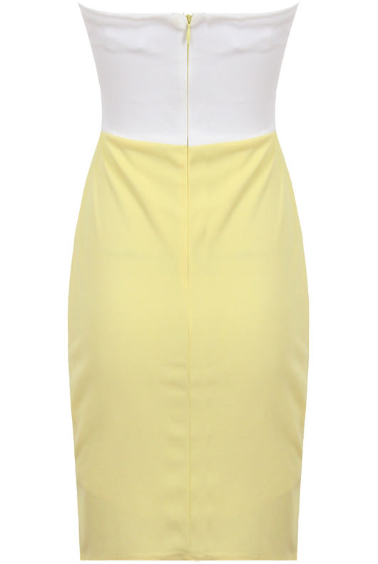 Black & Yellow Front Bow Trimming Bandeau Dress
