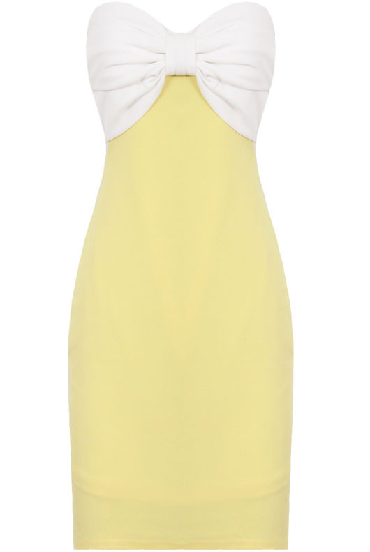 Black & Yellow Front Bow Trimming Bandeau Dress