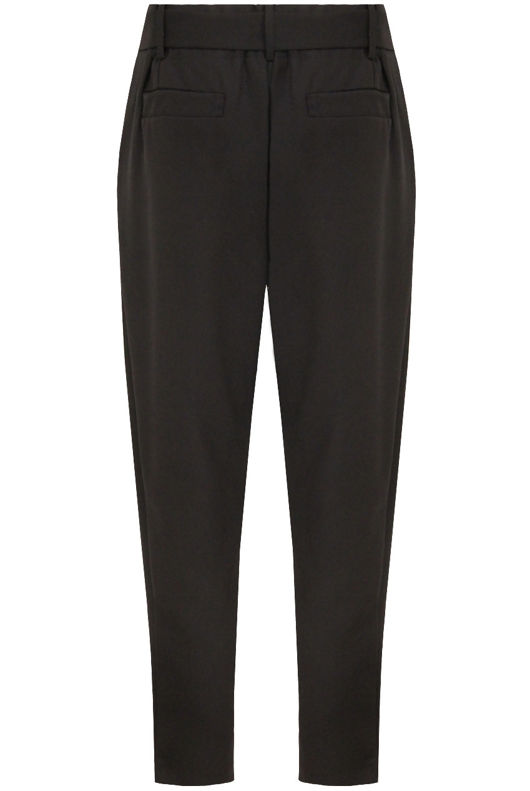 Black Belted Front Pleated Zip Up Pants