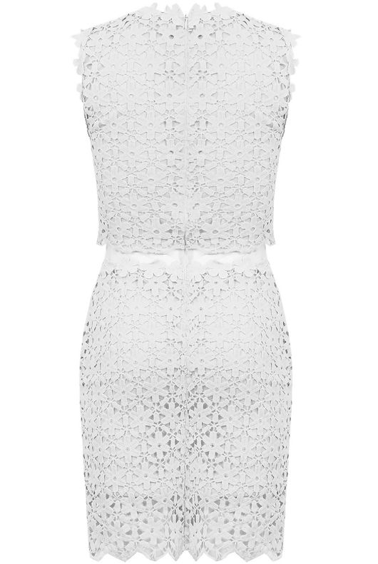 Cream Floral Crochet Mesh Insert Dress