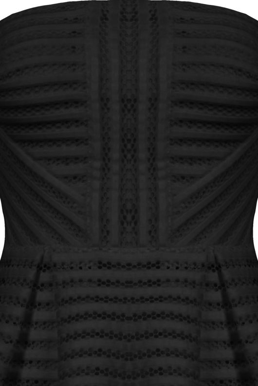 Black Horizontal Cut Out Textured Bandeau Dress
