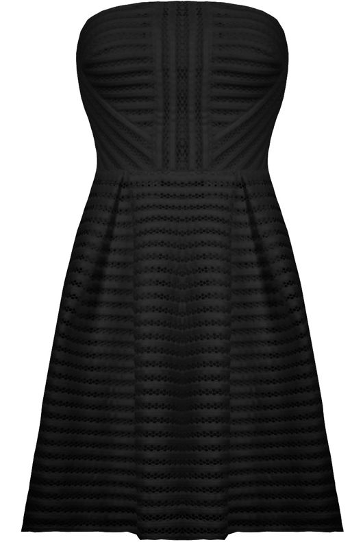 Black Horizontal Cut Out Textured Bandeau Dress