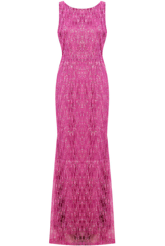 Purple Mesh Glitter Textured Maxi Dress