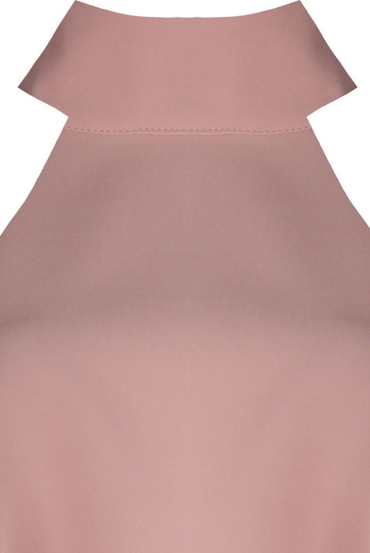 Pink Turtle Neck Asymmetric Tops