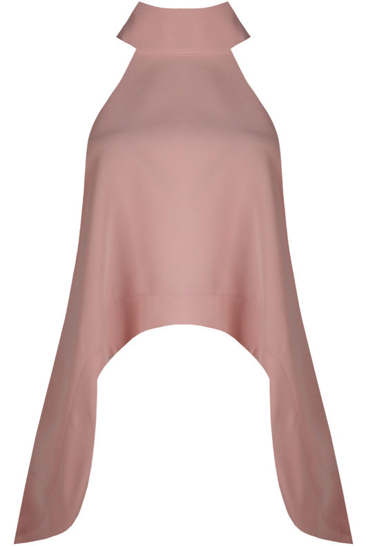 Pink Turtle Neck Asymmetric Tops