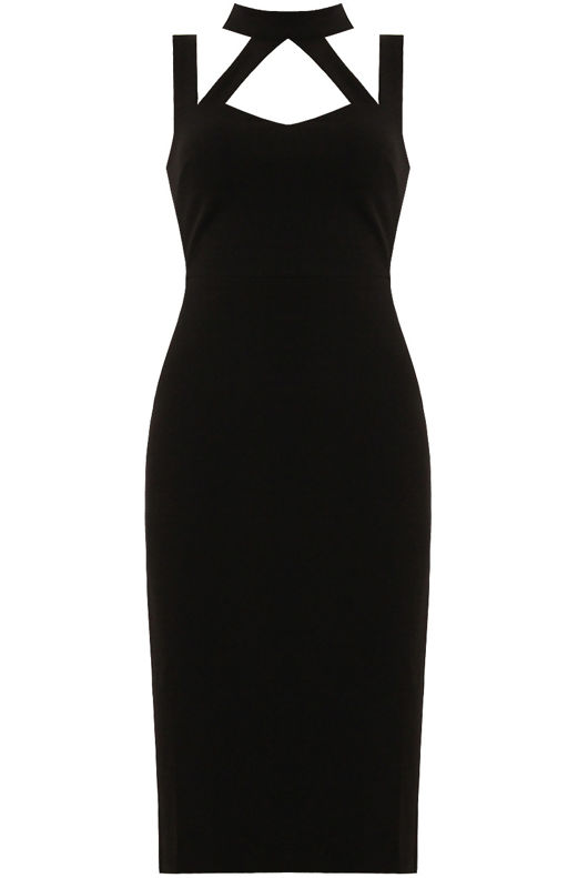 Black Front Cut Out Back Slit Bodycon Dress