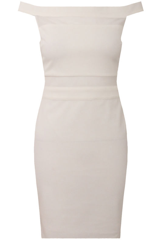 Off The Shoulder Bardot Netted Bodycon Dress