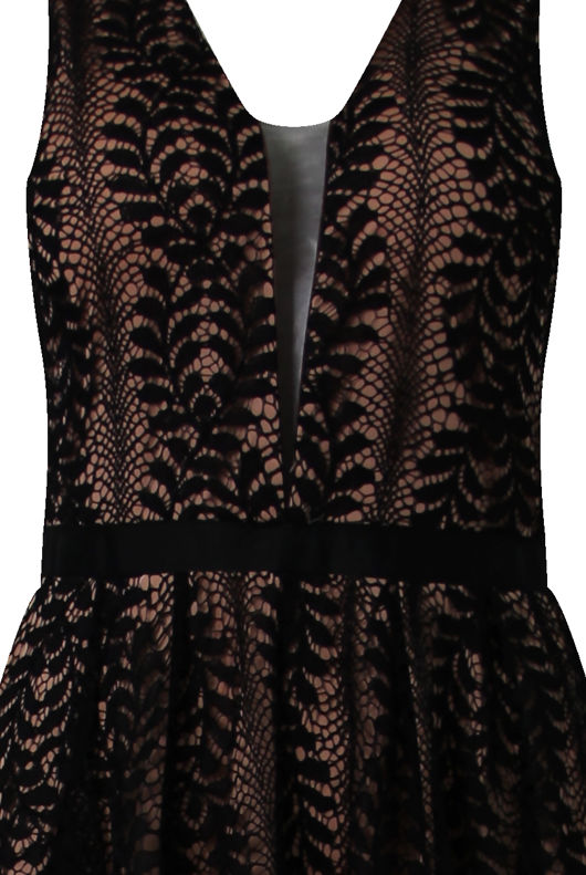 Black Lace Scallop Maxi Dress