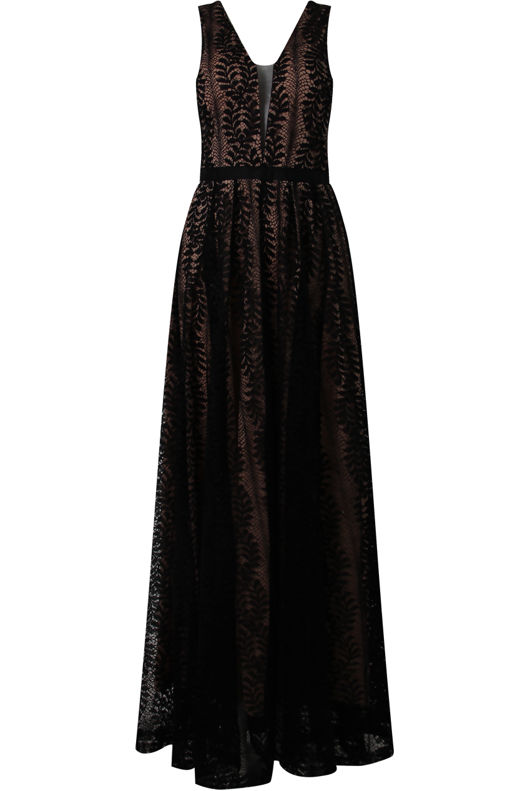 Black Lace Scallop Maxi Dress