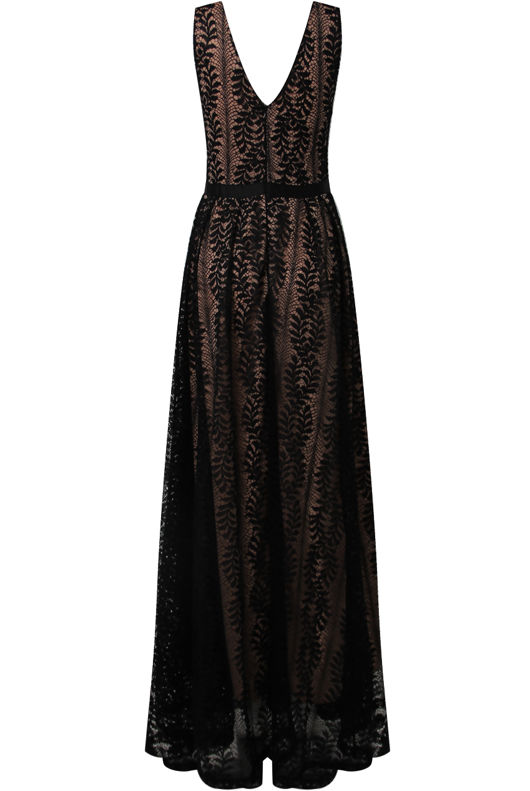 Black Lace Scallop Maxi Dress