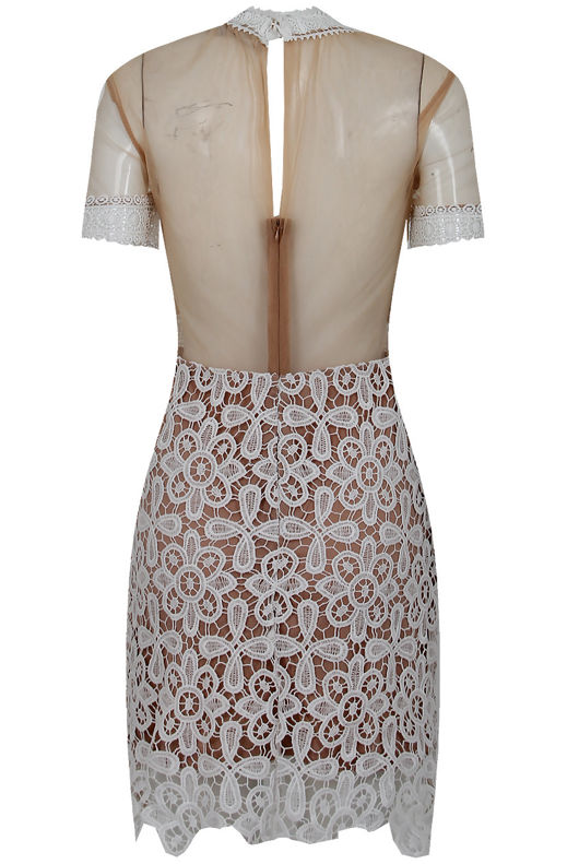 Floral Contrast Lace Textured Bodycon Dress