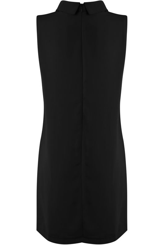 Black Tab Neck Cut Out Shift Dress 