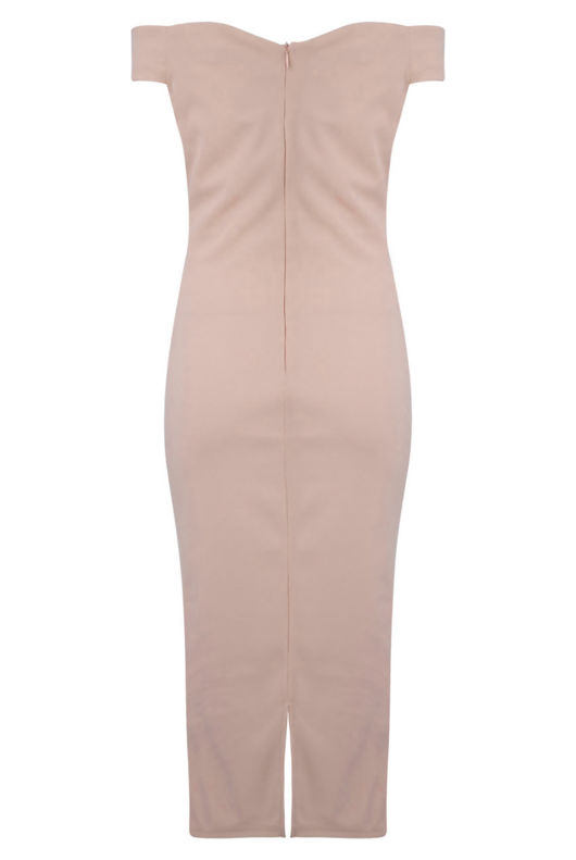 Pink Sweetheart Neckline Midi Dress