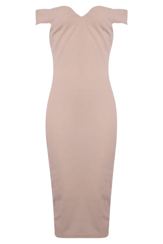Pink Sweetheart Neckline Midi Dress