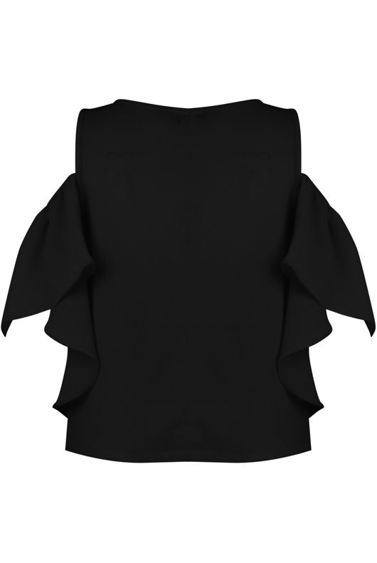 Black Cold Shoulder Crop Top