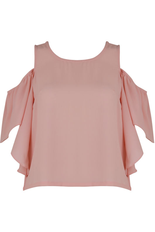 Pink Cold Shoulder Crop Top