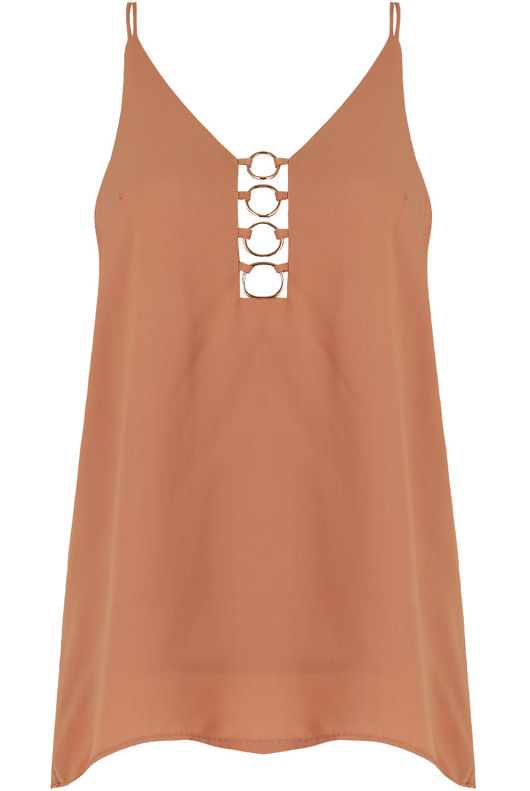 Camel Ring Plunge Neck Cami