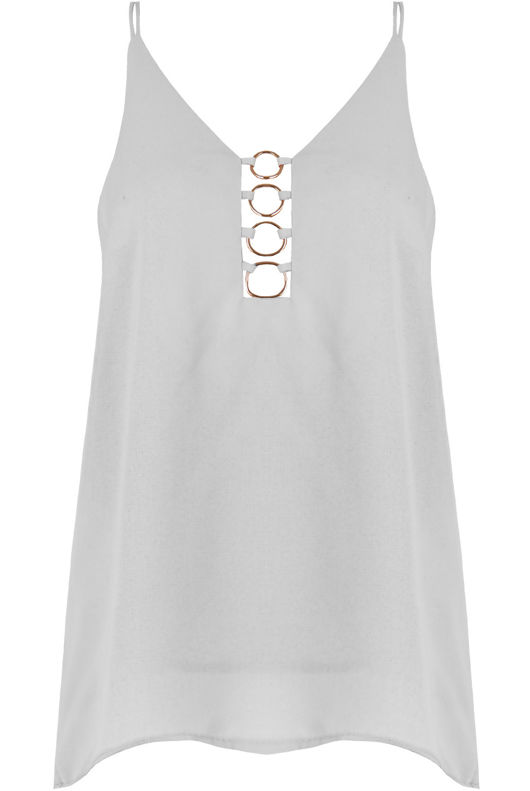 White Ring Plunge Neck Cami