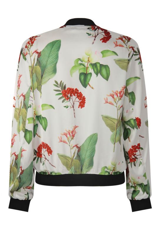 White Flora Printed Bomber Jacket 
