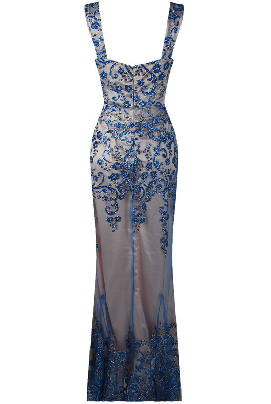 Glitter Embellished Maxi Dress In Blue