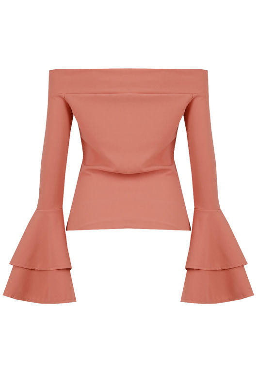 Pink Off the Shoulder Layered Bell Sleeve