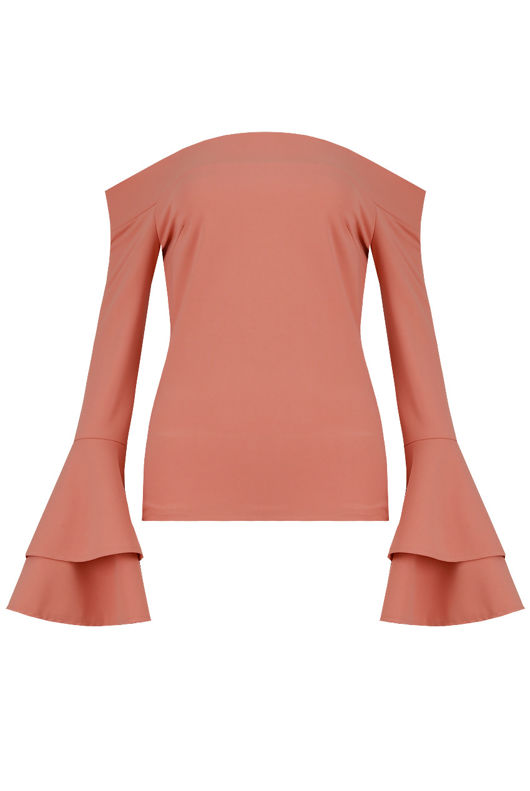 Pink Off the Shoulder Layered Bell Sleeve