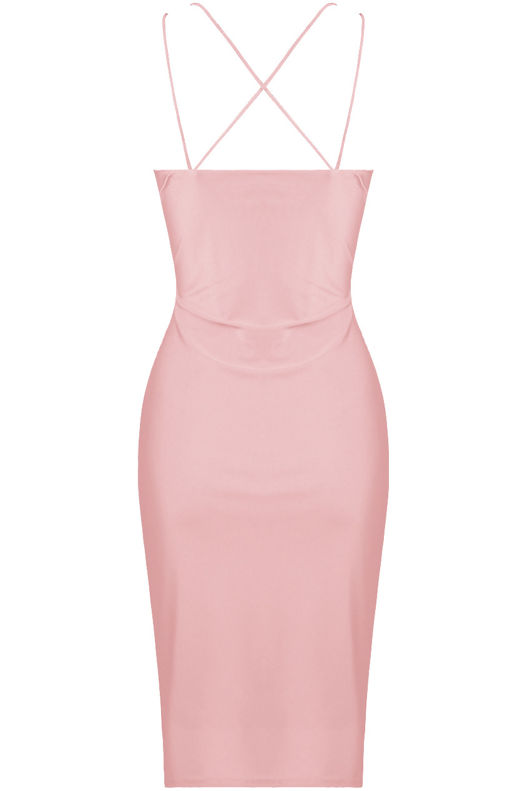 Rose Satin Wrap Bodycon Dress