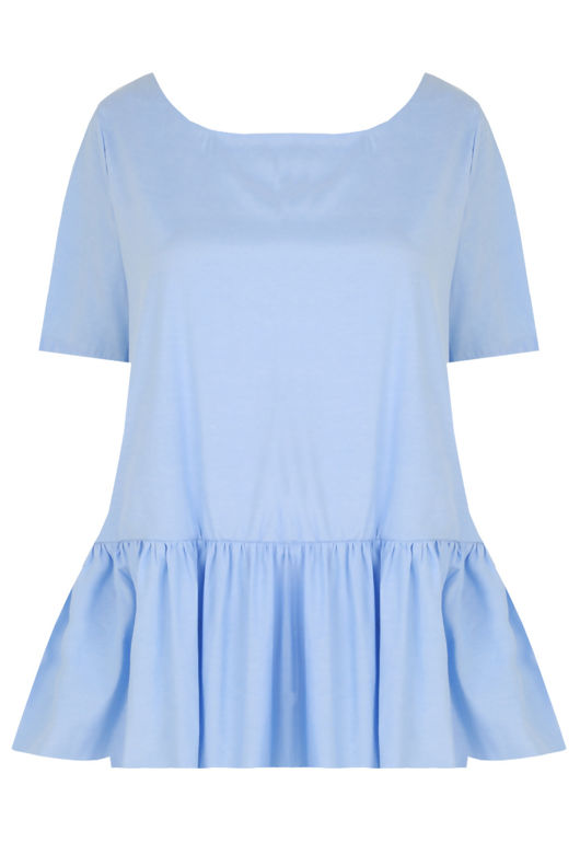 Blue Bow Detail Frilled Top