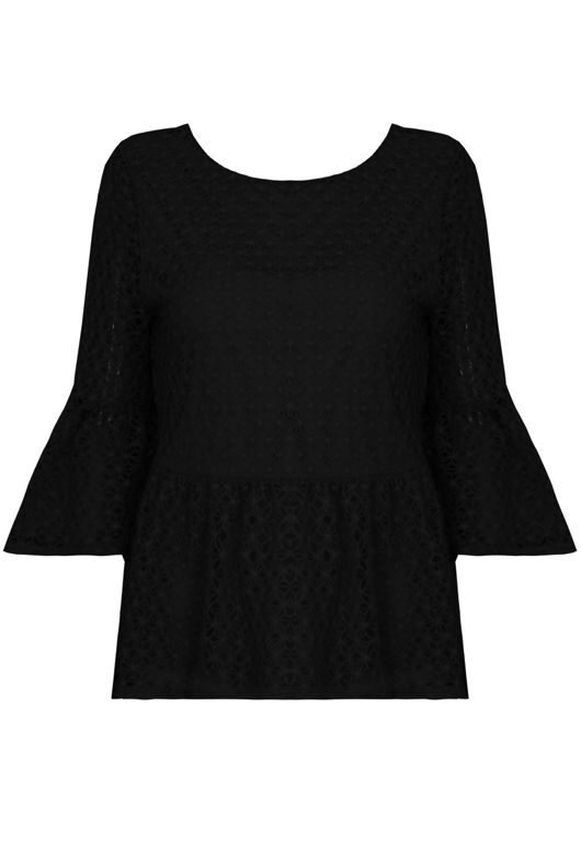 Black Crochet Lined Back Slit Crop Tops