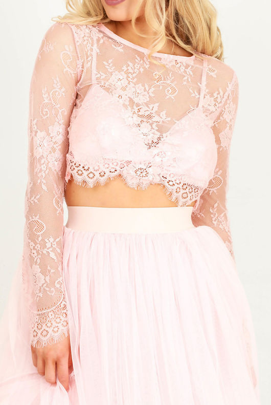 Rose Floral Crochet Netted Tops