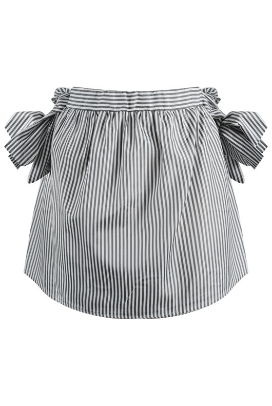 Striped Mini Skirt with Side Knots in Black