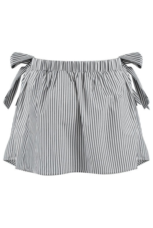 Striped Mini Skirt with Side Knots in Black