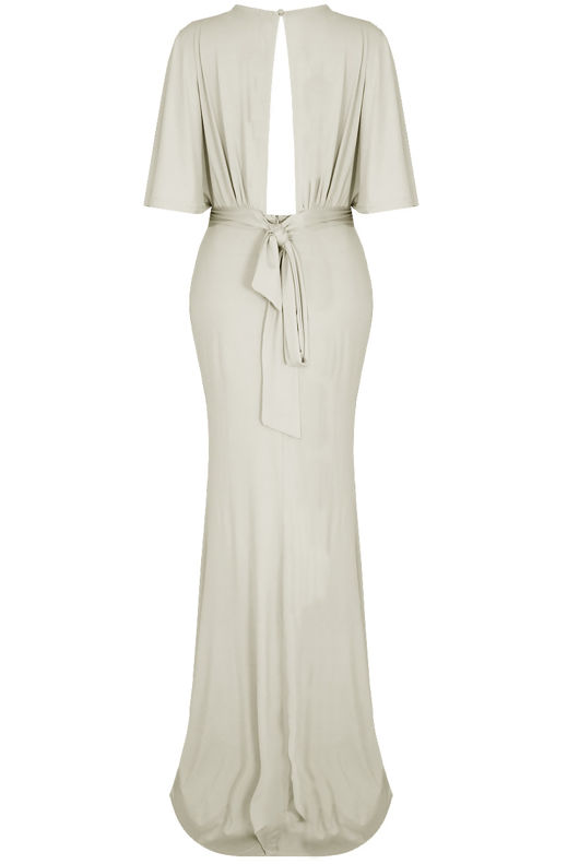 White Cross Over Back Tie Up Maxi Dress