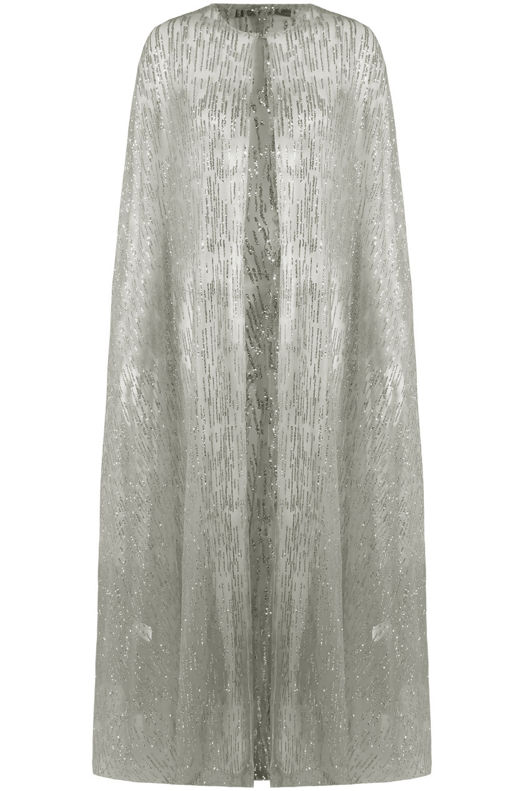 Grey Glitter Embellished Cape