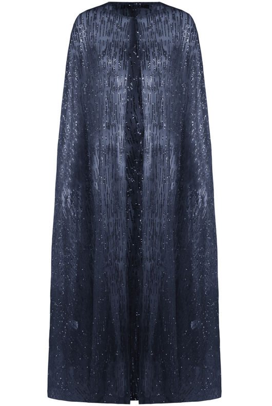 Navy Glitter Embellished Cape