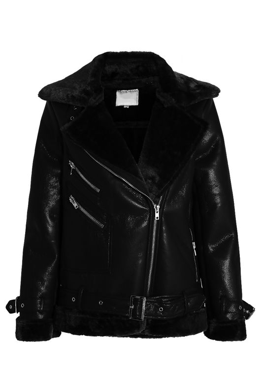 Faux Leather Shearling Coat