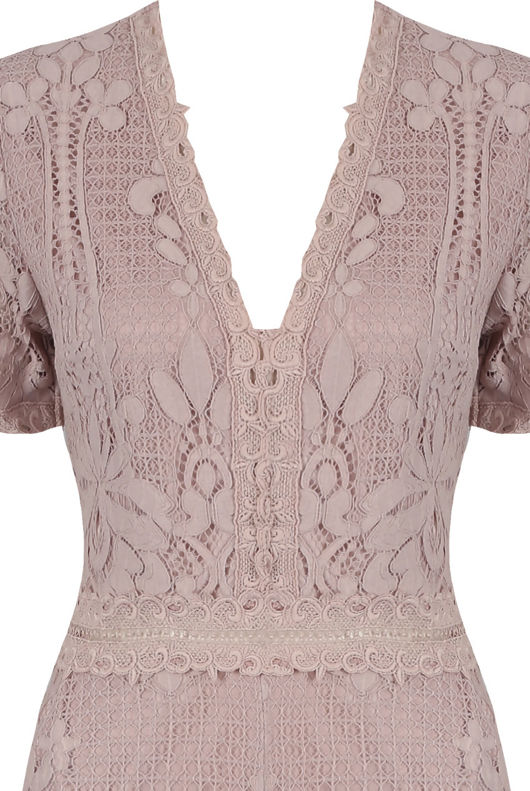 Rose Floral Crochet Back Zip Up Jumpsuit