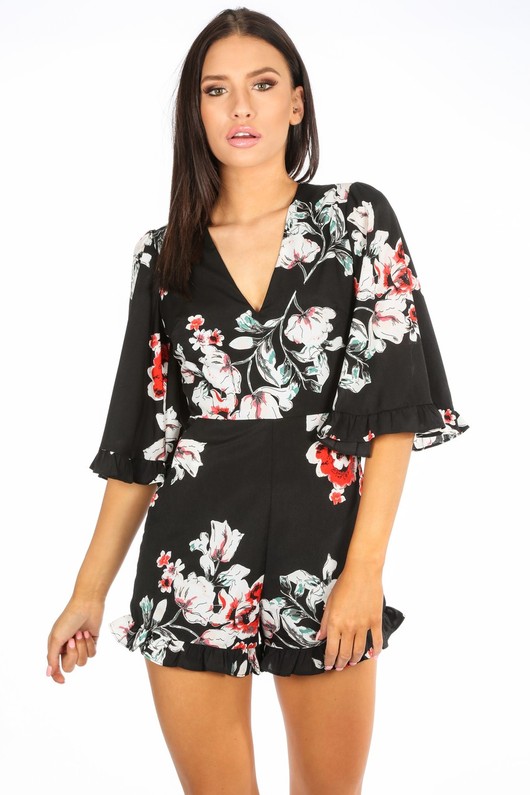 black flowy playsuit