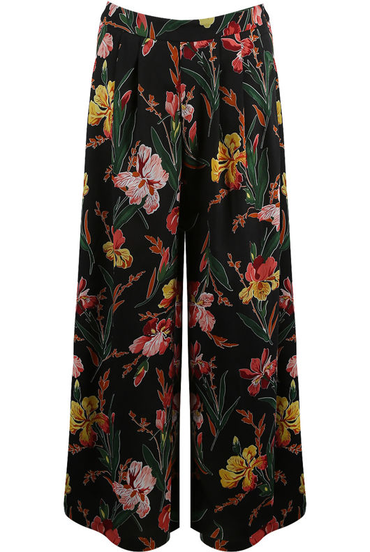 Black Floral Wide Legs Trouser 
